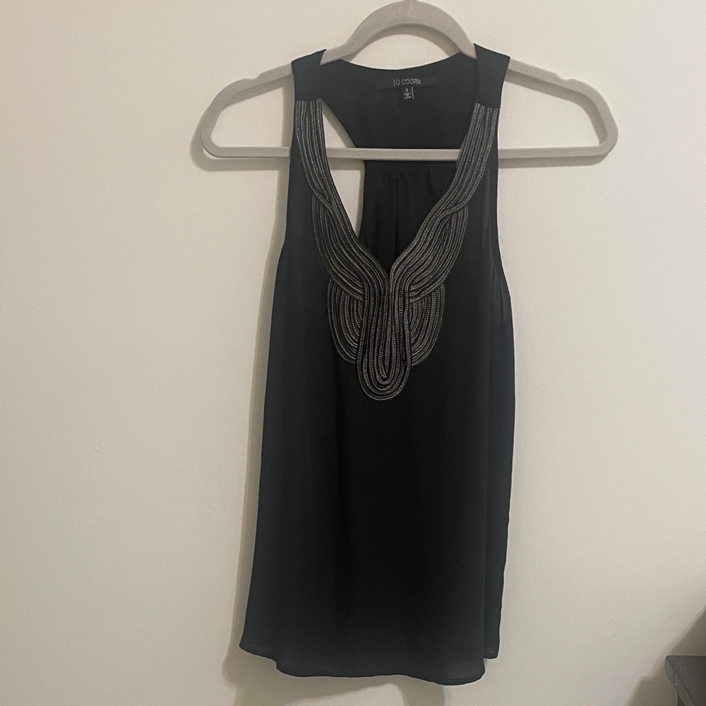 19 Cooper Black Tank Top with Silver Detailing size s